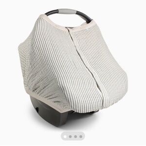 Striped Baby Muslin Car Seat Cover - Neutral Gray & Cream